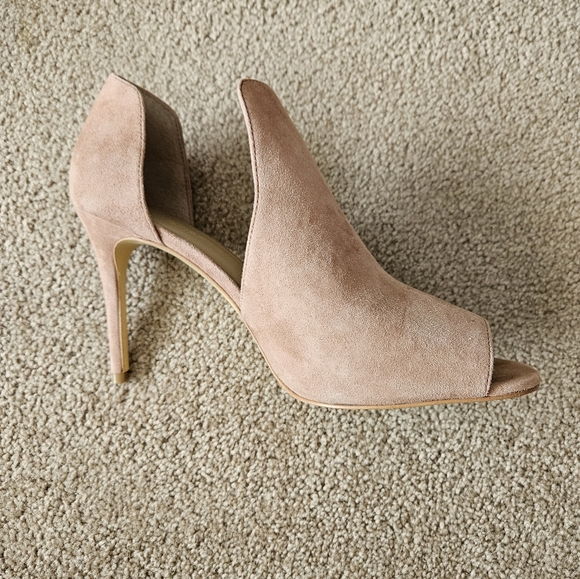 Peep Toe Suede Heels - Picture 4 of 6